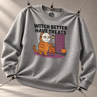 Load image into Gallery viewer, Witch Better Have Treats Tee &amp; Crewneck | Cat Boss Collection Halloween Cat Shirt