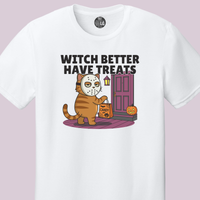 Load image into Gallery viewer, Witch Better Have Treats Tee &amp; Crewneck | Cat Boss Collection Halloween Cat Shirt