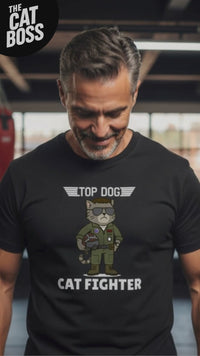 Load and play video in Gallery viewer, Top Dog Cat Fighter Tee &amp; Crewneck - The Cat Boss Collection